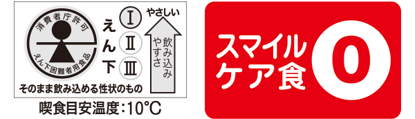 えん下困難者用食品　許可基準Ⅰ、スマイルケア食「赤0」マーク